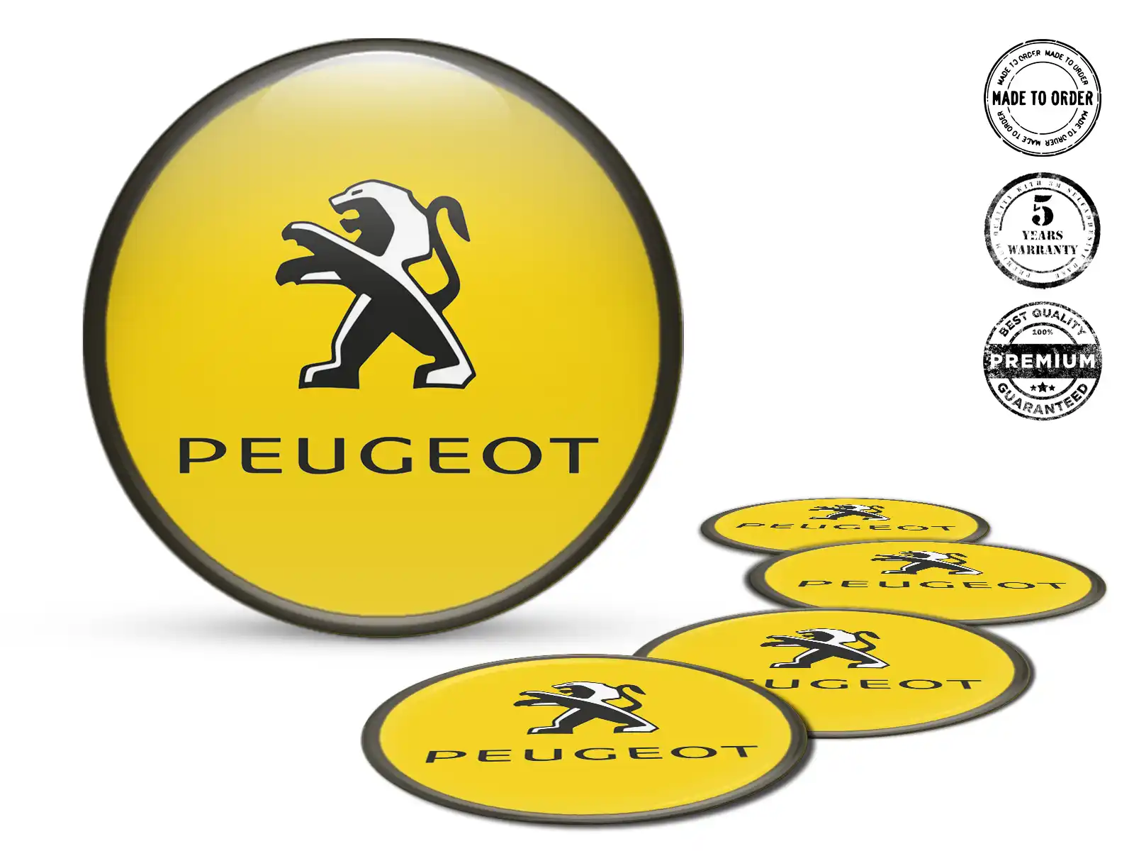 Peugeot Gewölbte Label Stil Premium Radplaketten